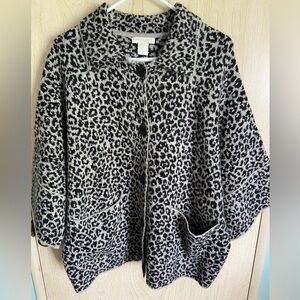 Christian Siriano Animal Print Cardigan Mob Wife SOFT Sweater Jacket Oversized L